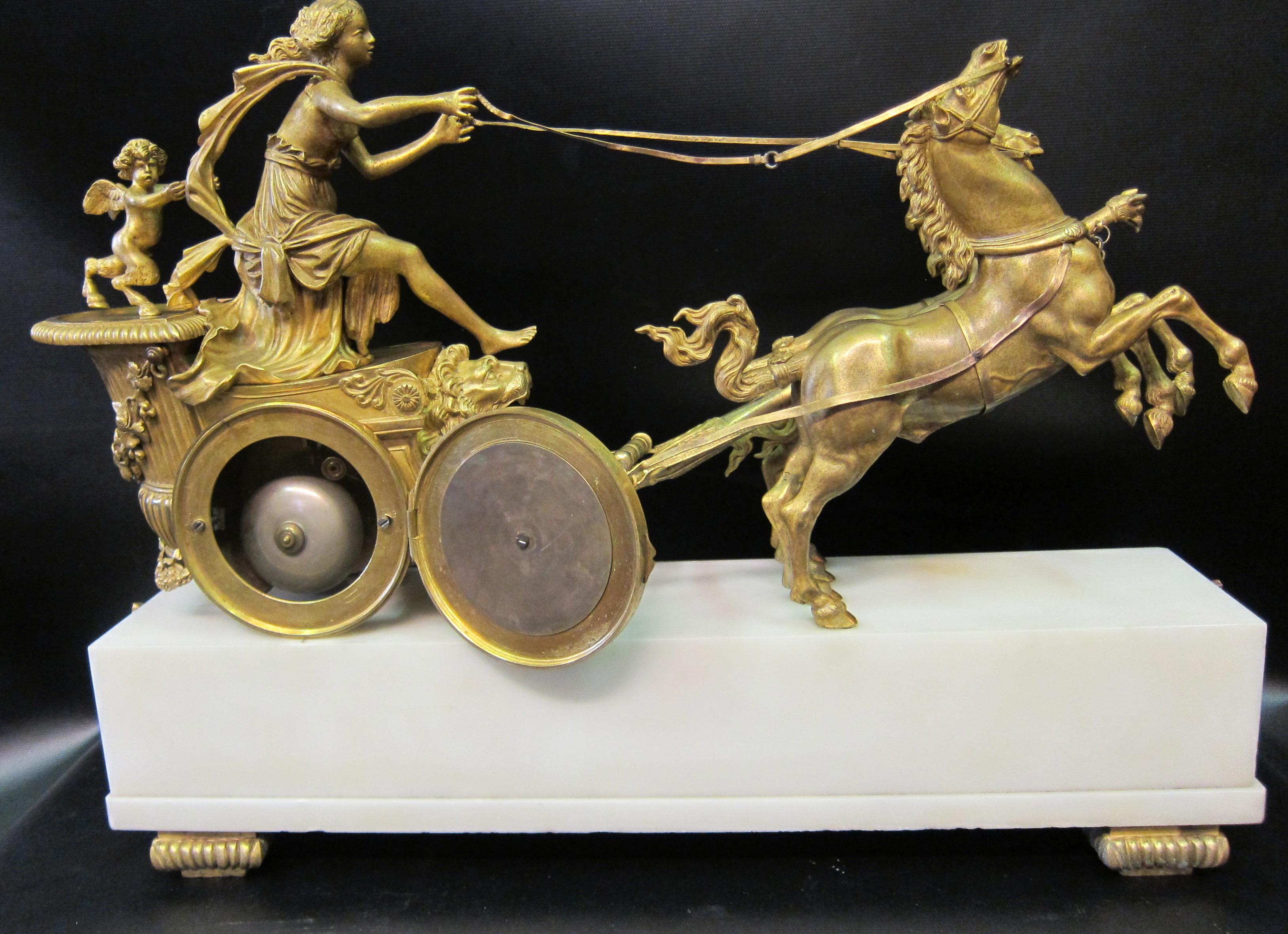 Bronze Vintage Mid-19th Century French Empire Figural Clock