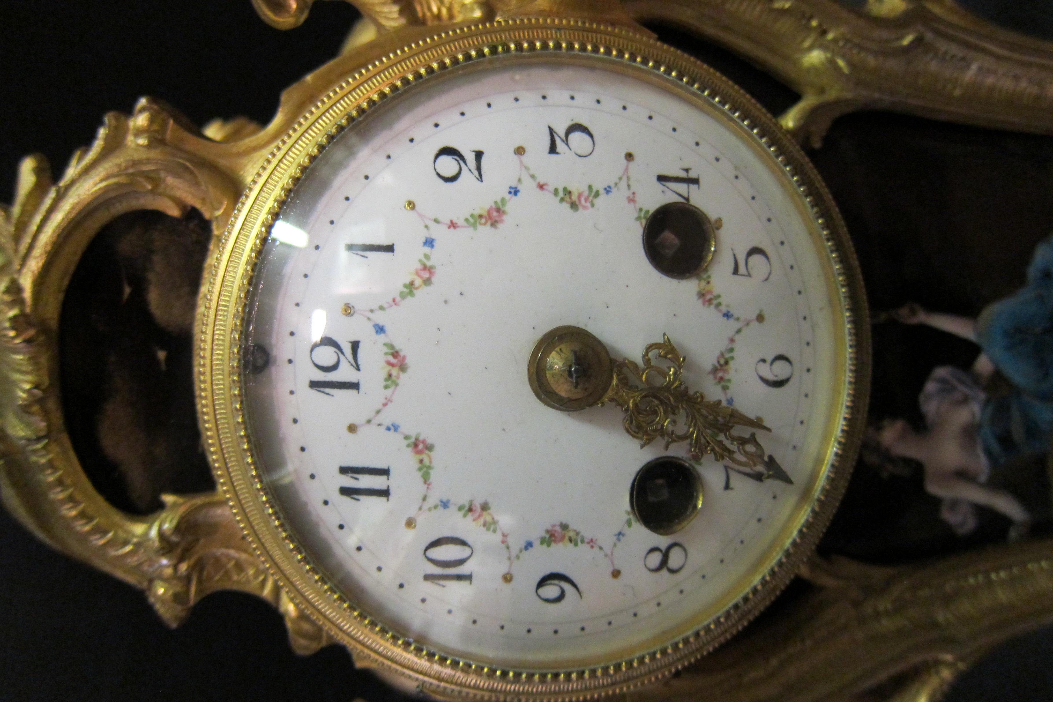 Art Nouveau Vintage Mid-19th Century French Gilt Bronze and Enamel Boudoir Clock For Sale