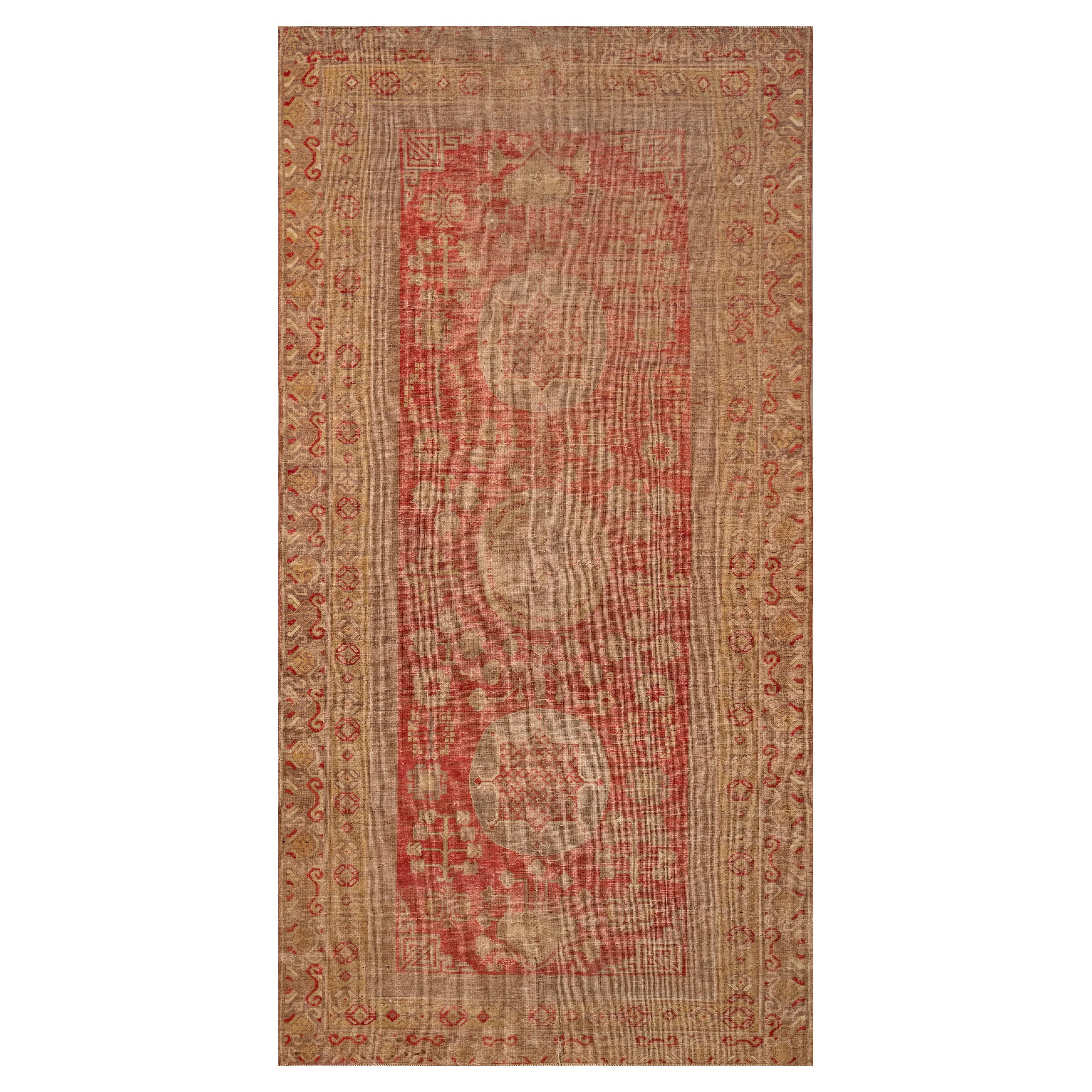 Tapis Khotan vintage en laine tissé à la main du milieu du XIXe siècle en vente