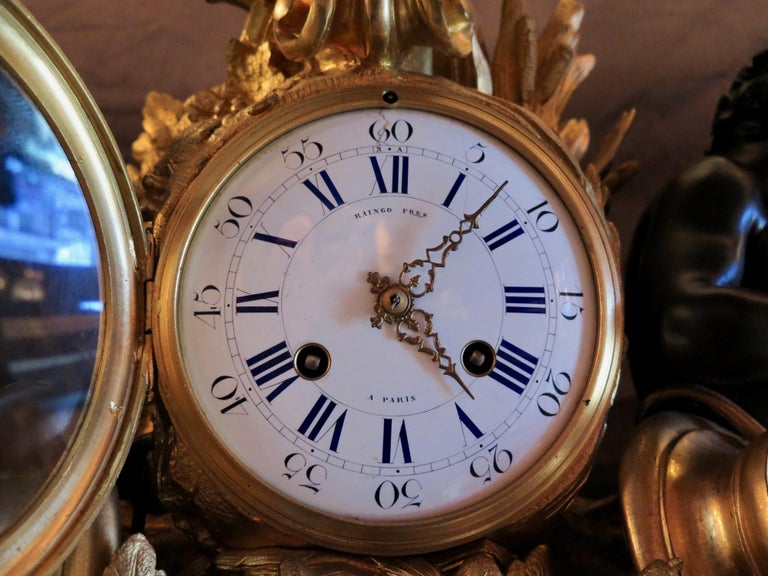 Gilt Vintage Mid-19th Century Palace Size Garniture Clock Set For Sale