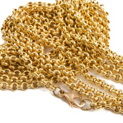 Vintage Mid-20th Century 14 Karat Yellow Gold Rolo Chain Necklace