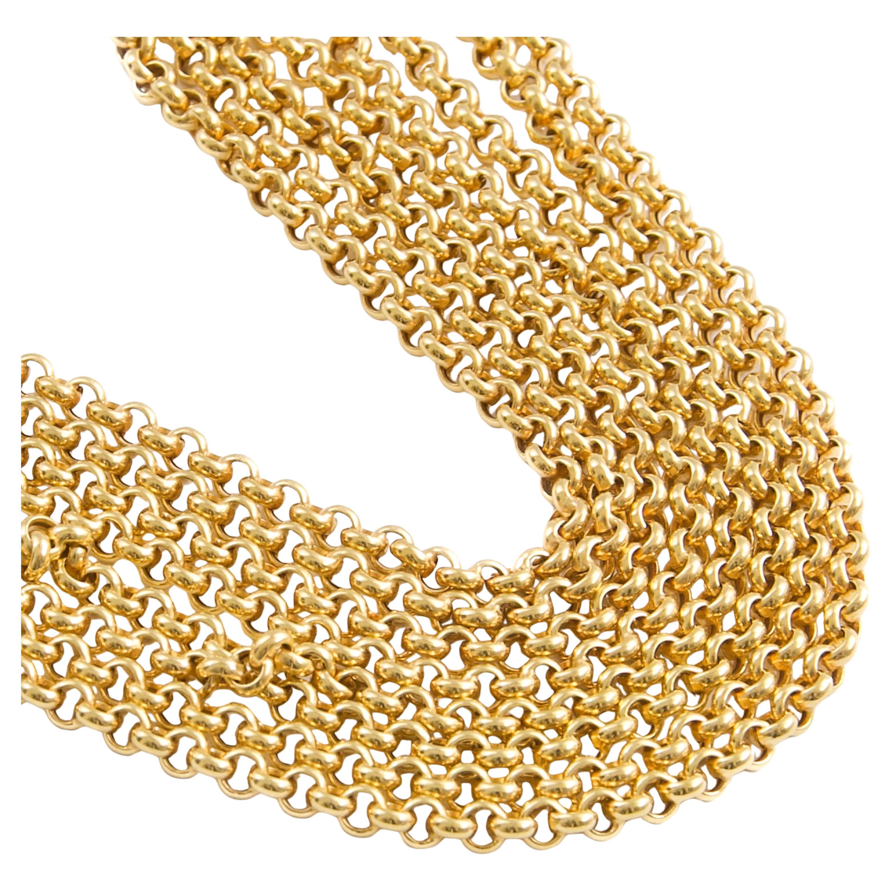 Vintage Mid-20th Century 14 Karat Yellow Gold Rolo Chain Necklace