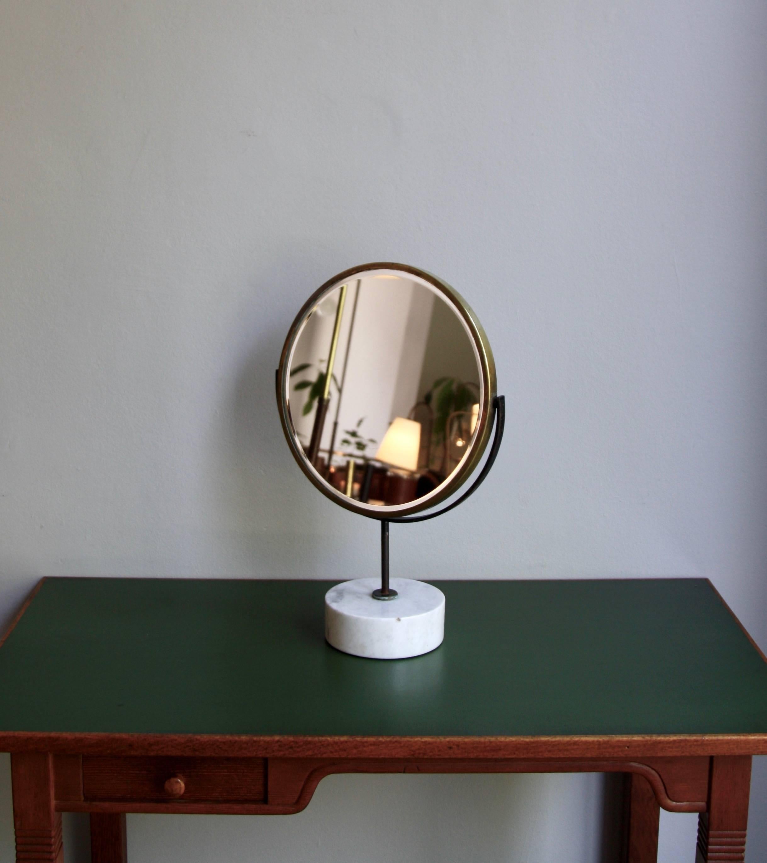 Vintage Mid-20th Century 1950s Marble and Brass Dressing Table or Vanity Mirror 4