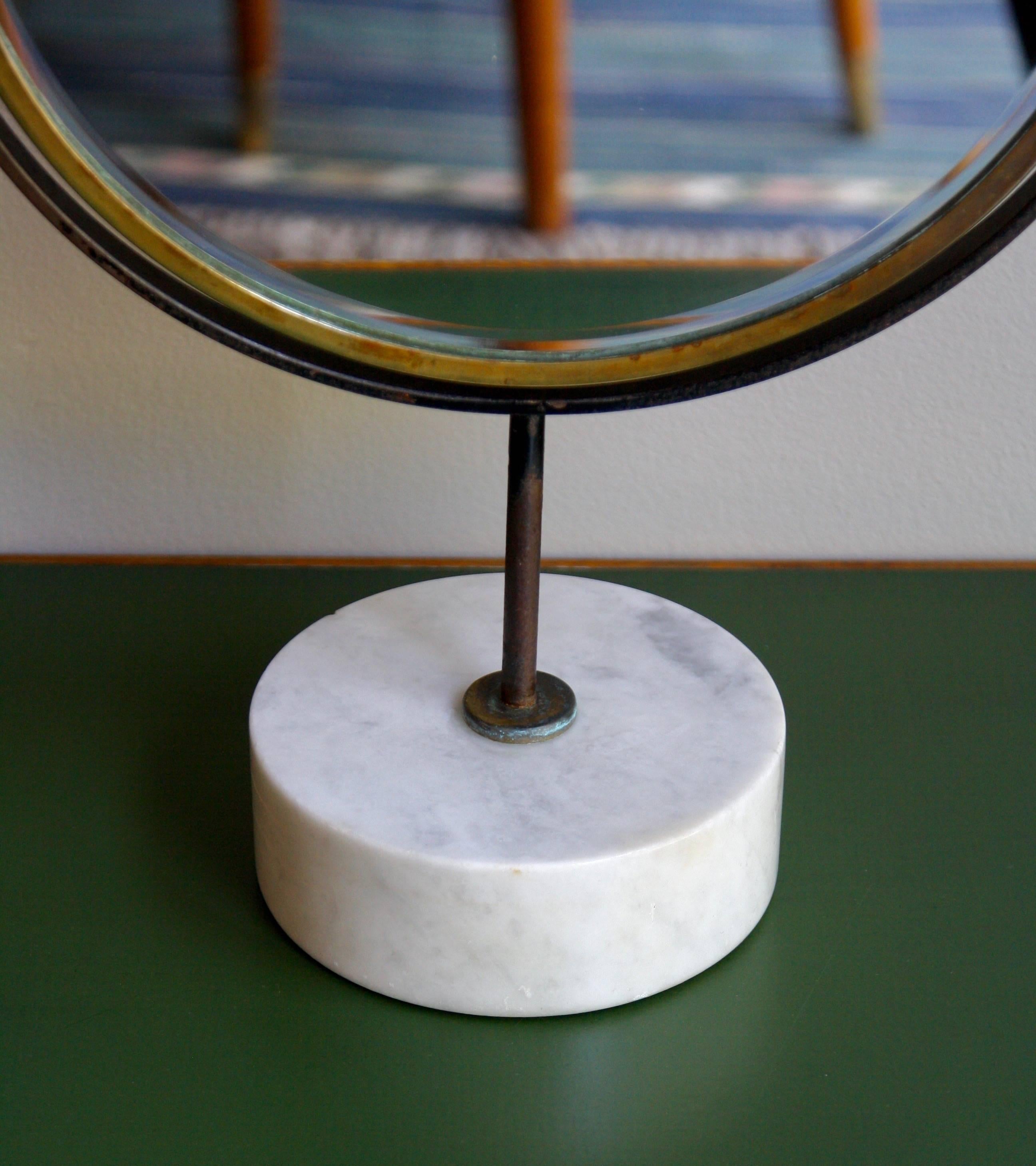 Vintage Mid-20th Century 1950s Marble and Brass Dressing Table or Vanity Mirror 5