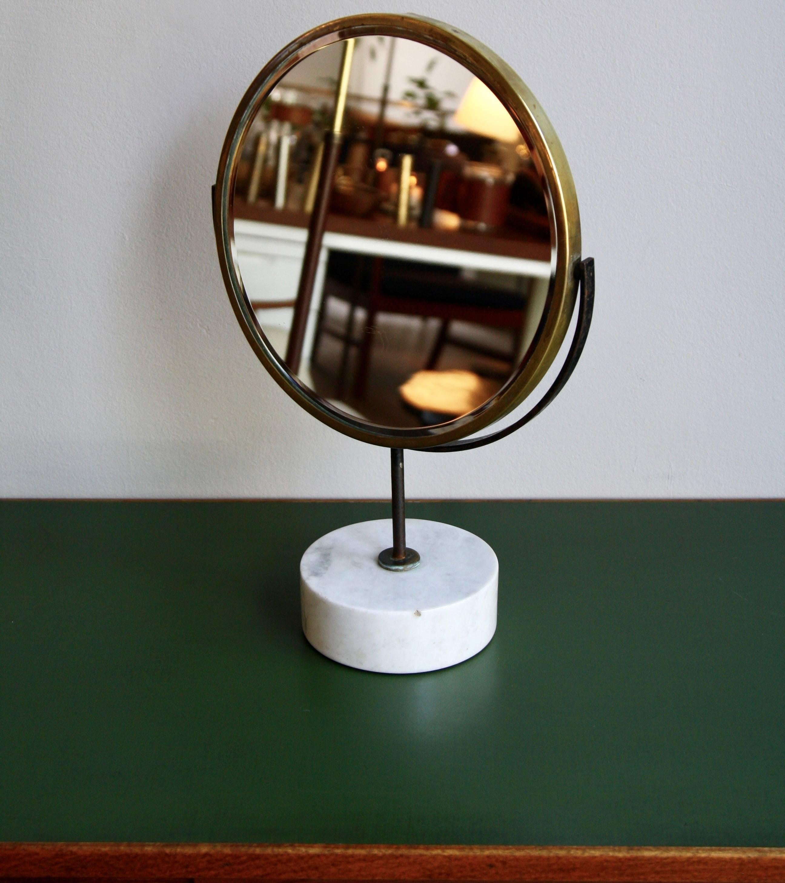 Vintage Mid-20th Century 1950s Marble and Brass Dressing Table or Vanity Mirror 2