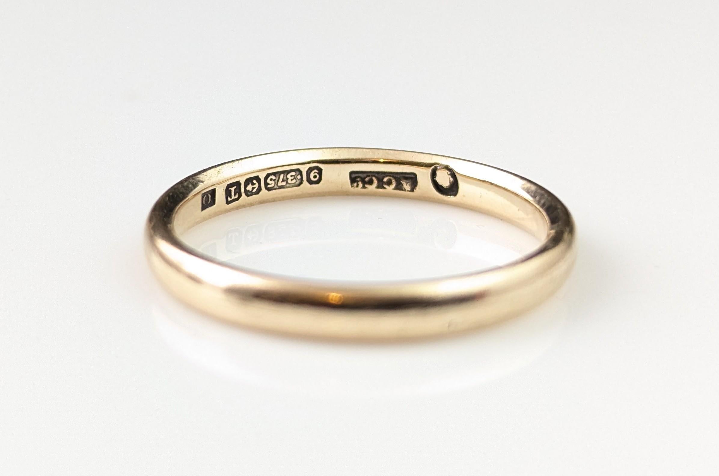 Vintage Mid-20th century 9k yellow gold band ring, wedding band For Sale 5