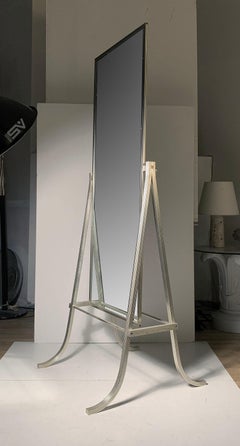 Graceful Vintage Aluminum Dressing Mirror / Tommi Parzinger Style