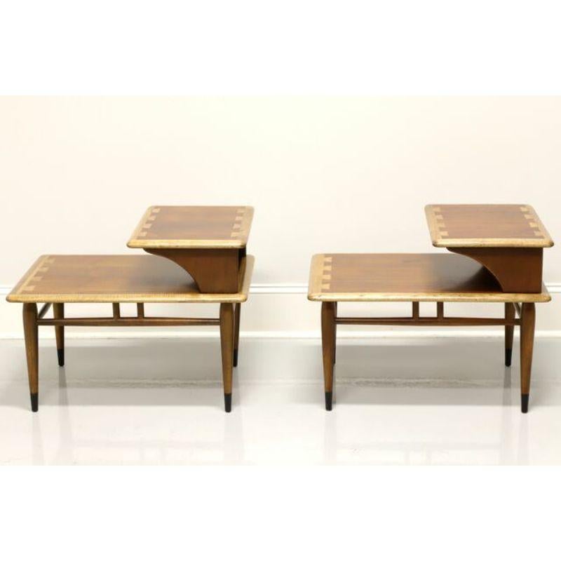 Walnut Andre Bus for LANE Acclaim Mid 20th Century Step End Tables - Pair