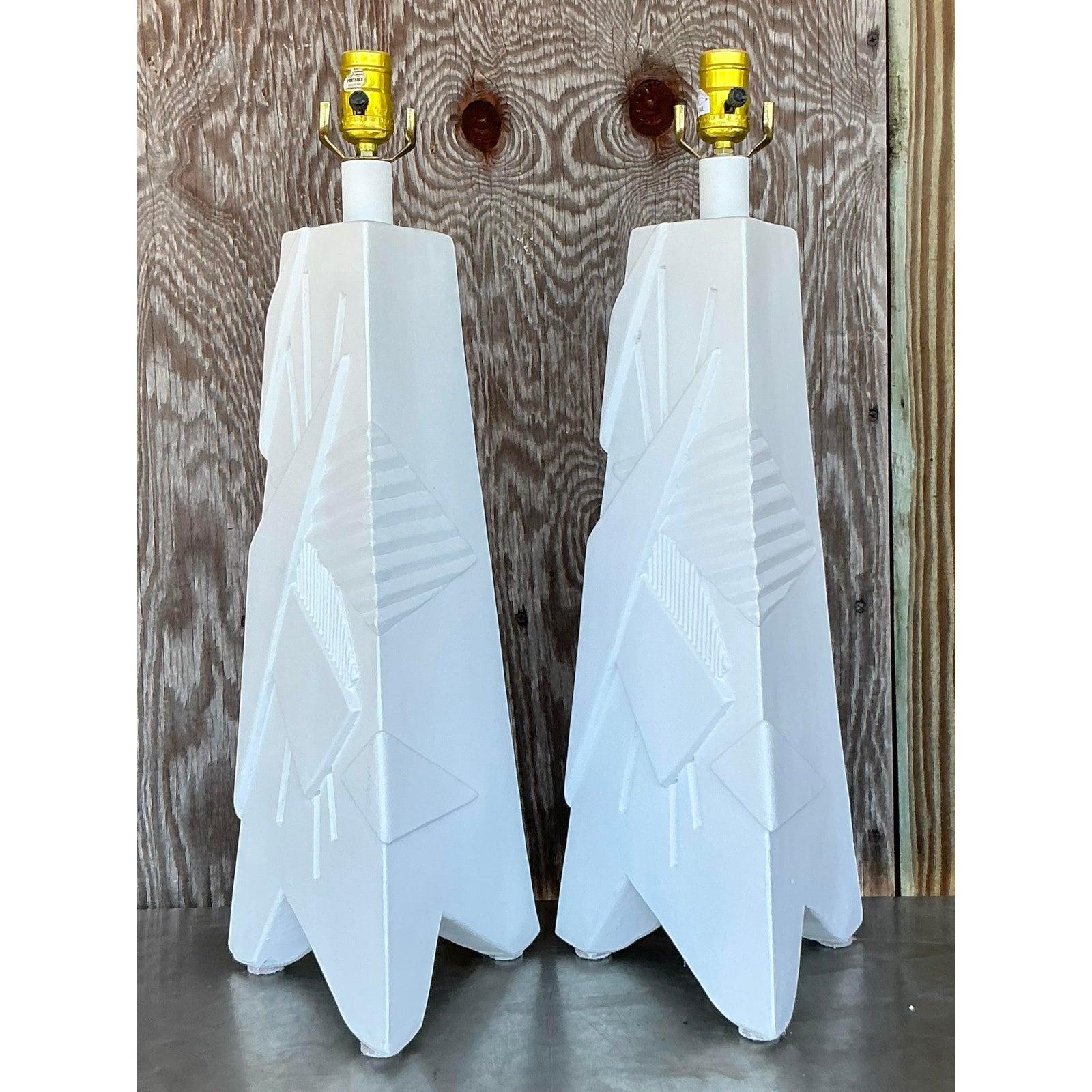 Vintage Mid 20th Century ArtMaster Plaster Lamps - A Pair For Sale 1