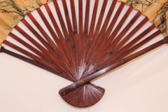 Vintage Mid-20th Century Asian Hand Painted Folding Large Wall Fan