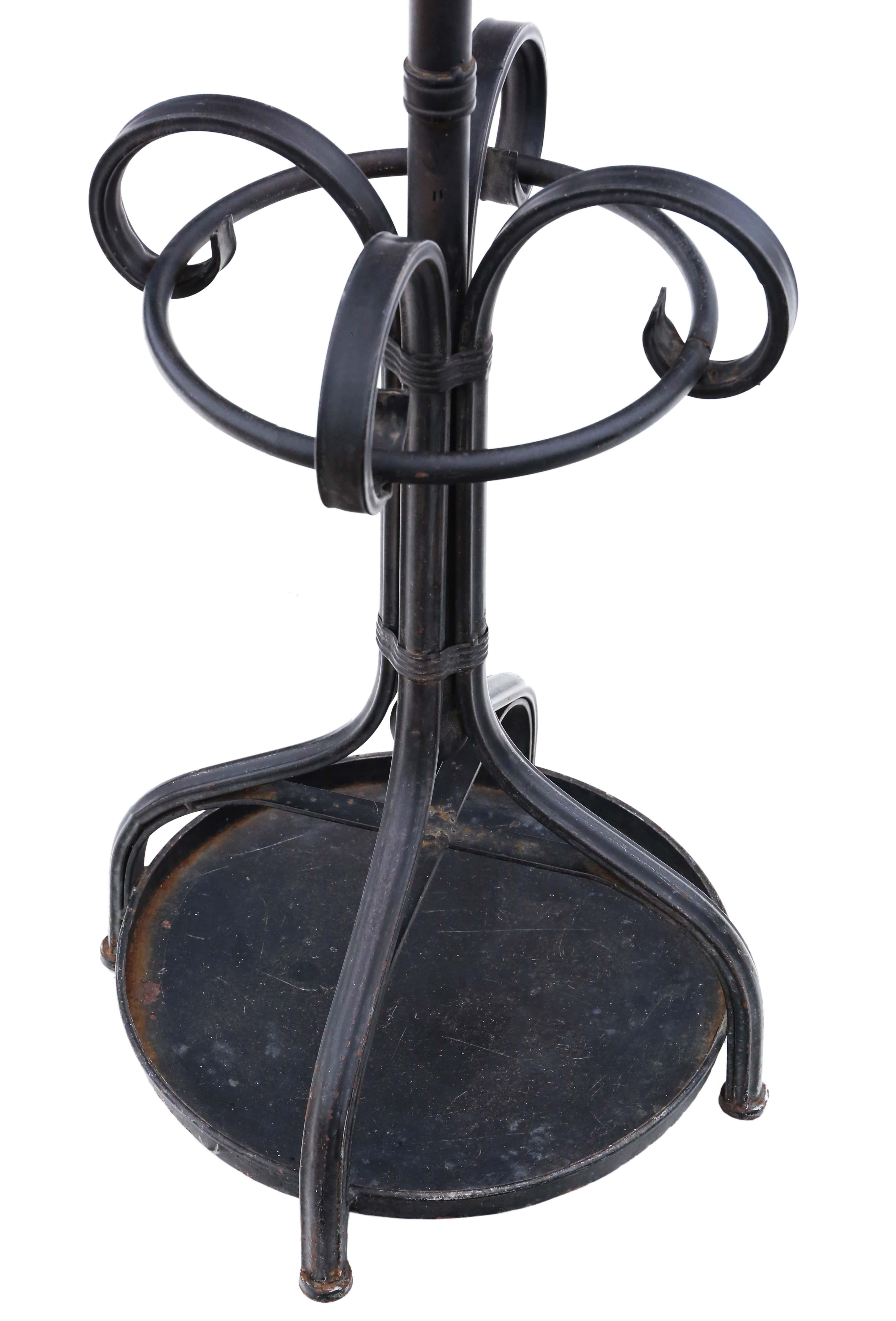 Late Victorian  Vintage mid 20th Century black steel hall, coat or hat stand For Sale