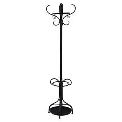 Vintage mid 20th Century black steel hall, coat or hat stand