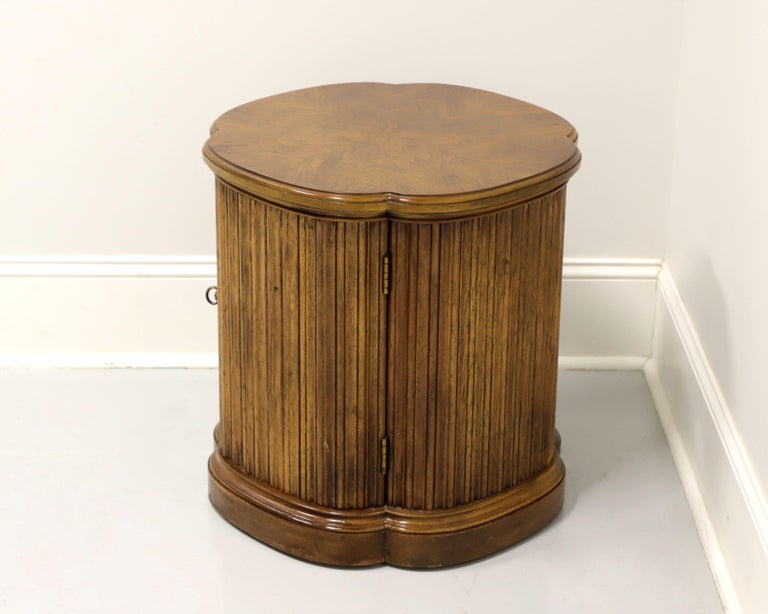 Other Burl Walnut Clover Shaped Cabinet Accent Table by HENREDON For Sale