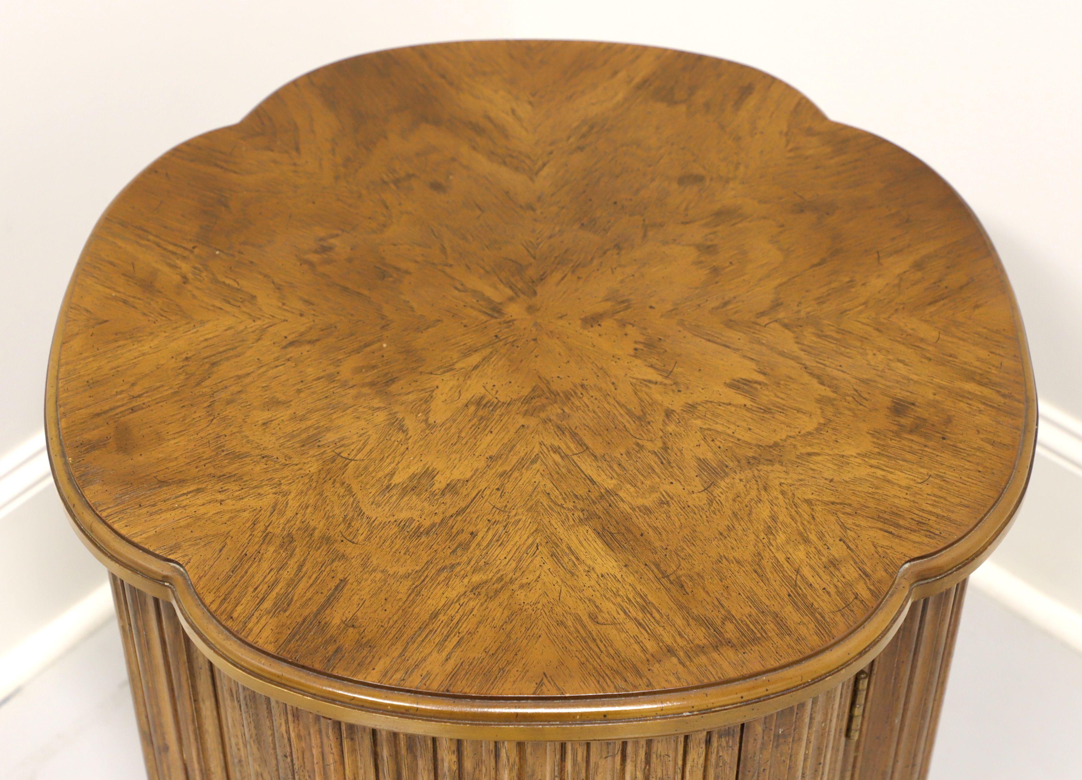 Burl Walnut Clover Shaped Cabinet Accent Table by HENREDON In Good Condition In Charlotte, NC