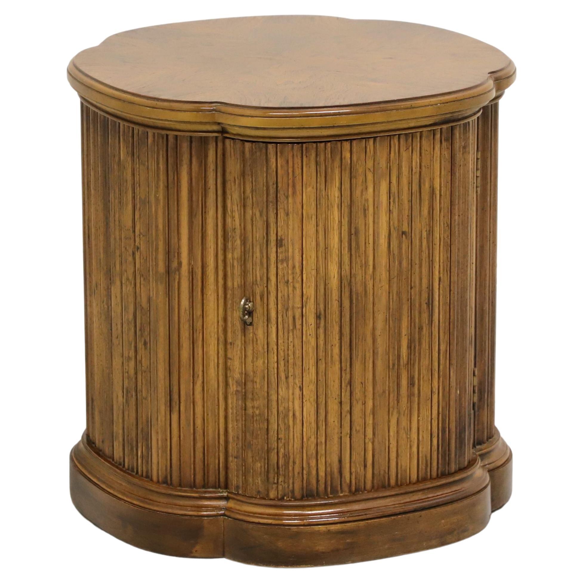 Burl Walnut Clover Shaped Cabinet Accent Table by HENREDON