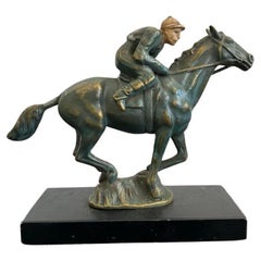 Vintage Mid 20th Century Equestrian Horse and Jockey Sculpture