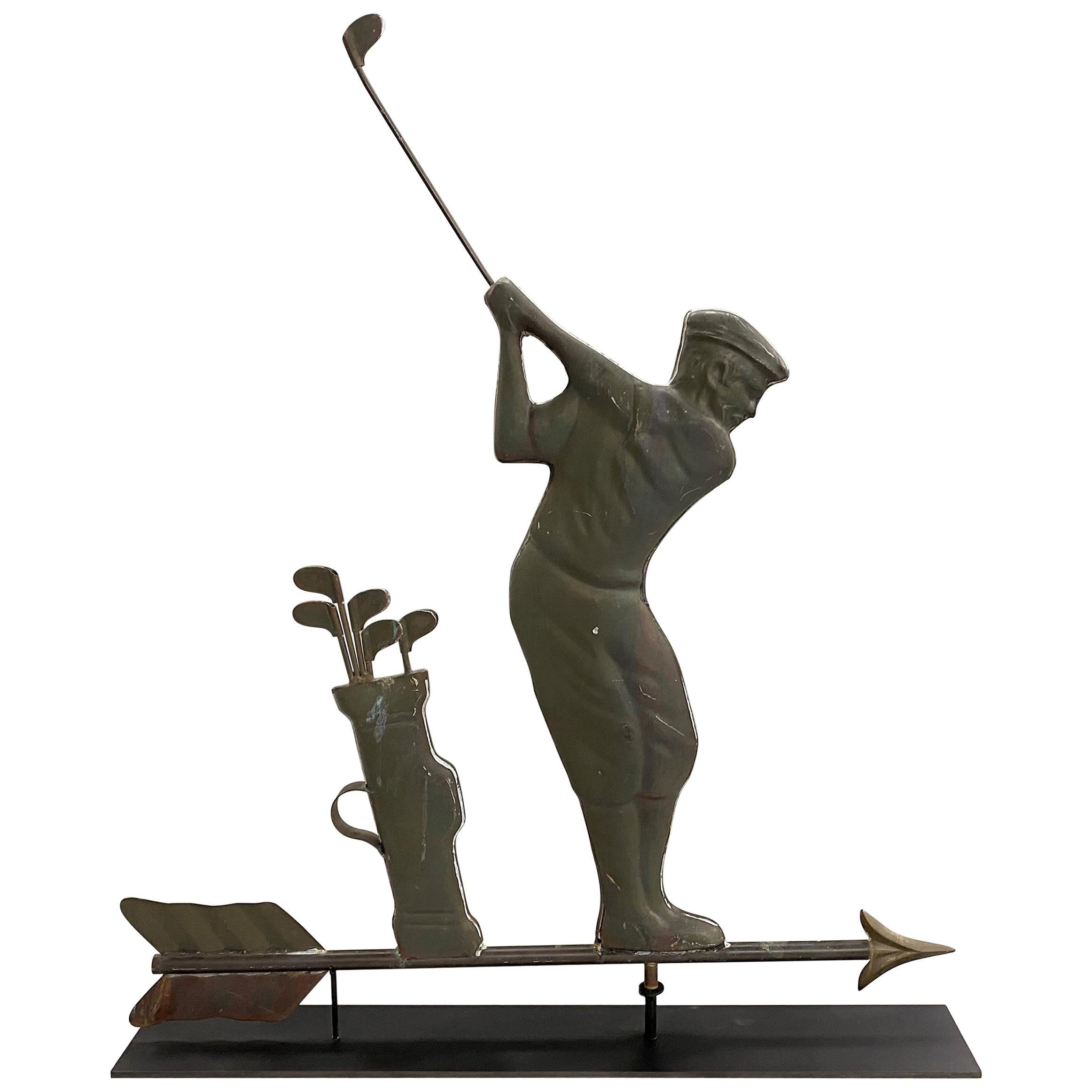 Vintage Mid-20th Century Golfer Weathervane with Great Surface