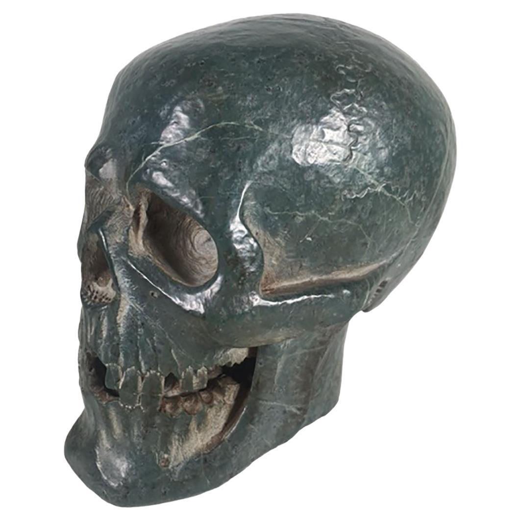 Vintage Mid-20th Century Hand Carved Marble Skull For Sale