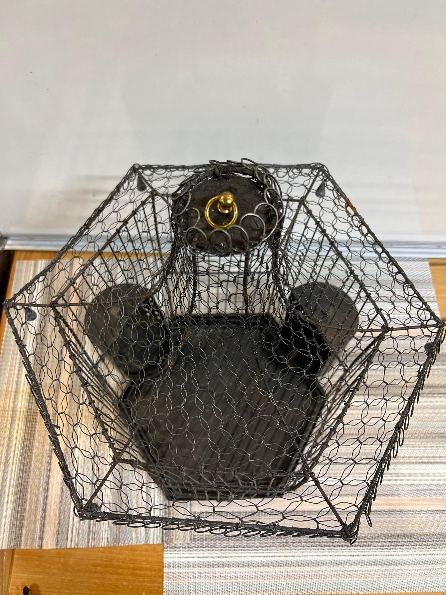 Vintage Mid 20th Century Iron and Wire Bird Cage  For Sale 5