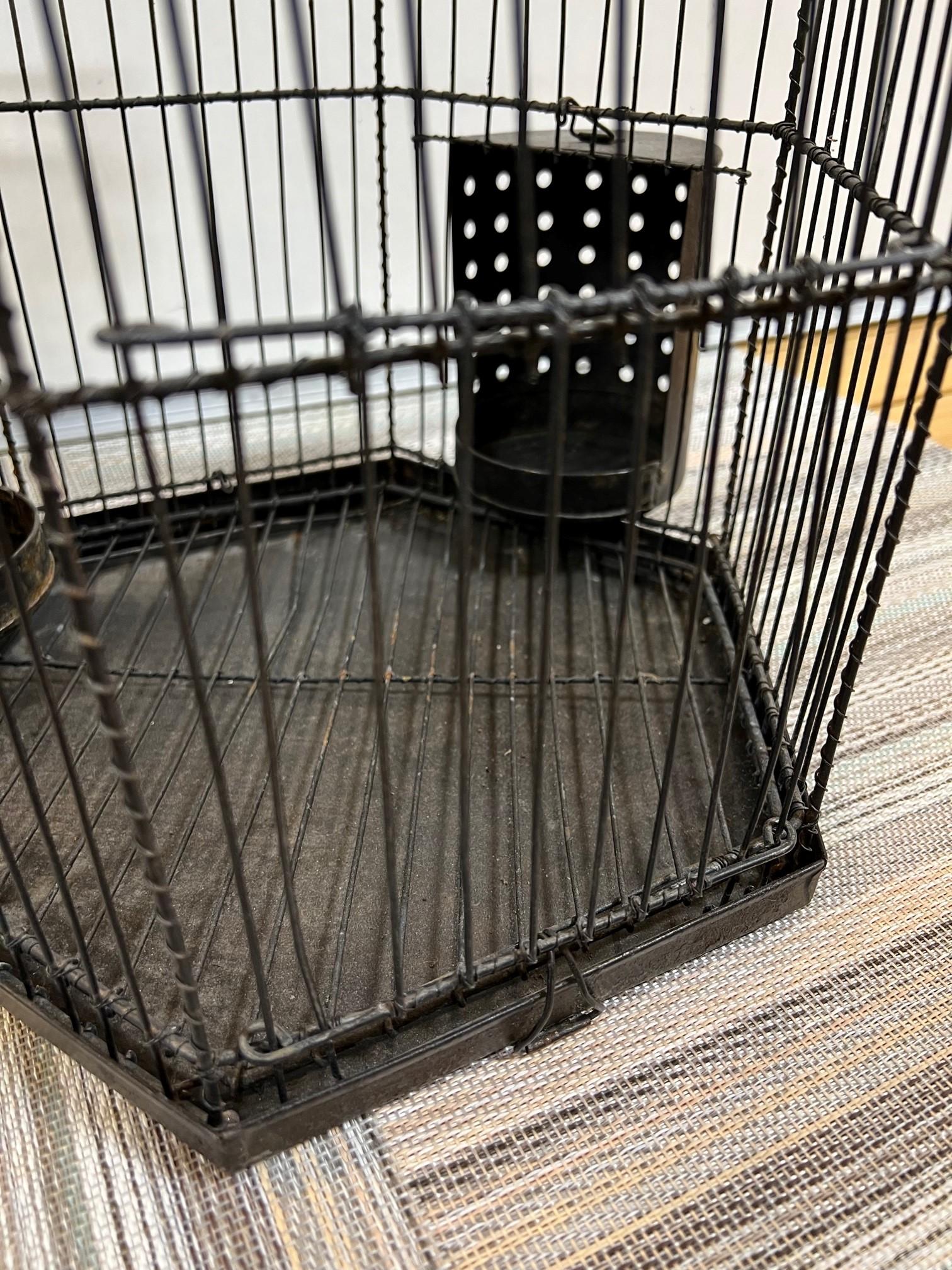 Vintage Mid 20th Century Iron and Wire Bird Cage  For Sale 6