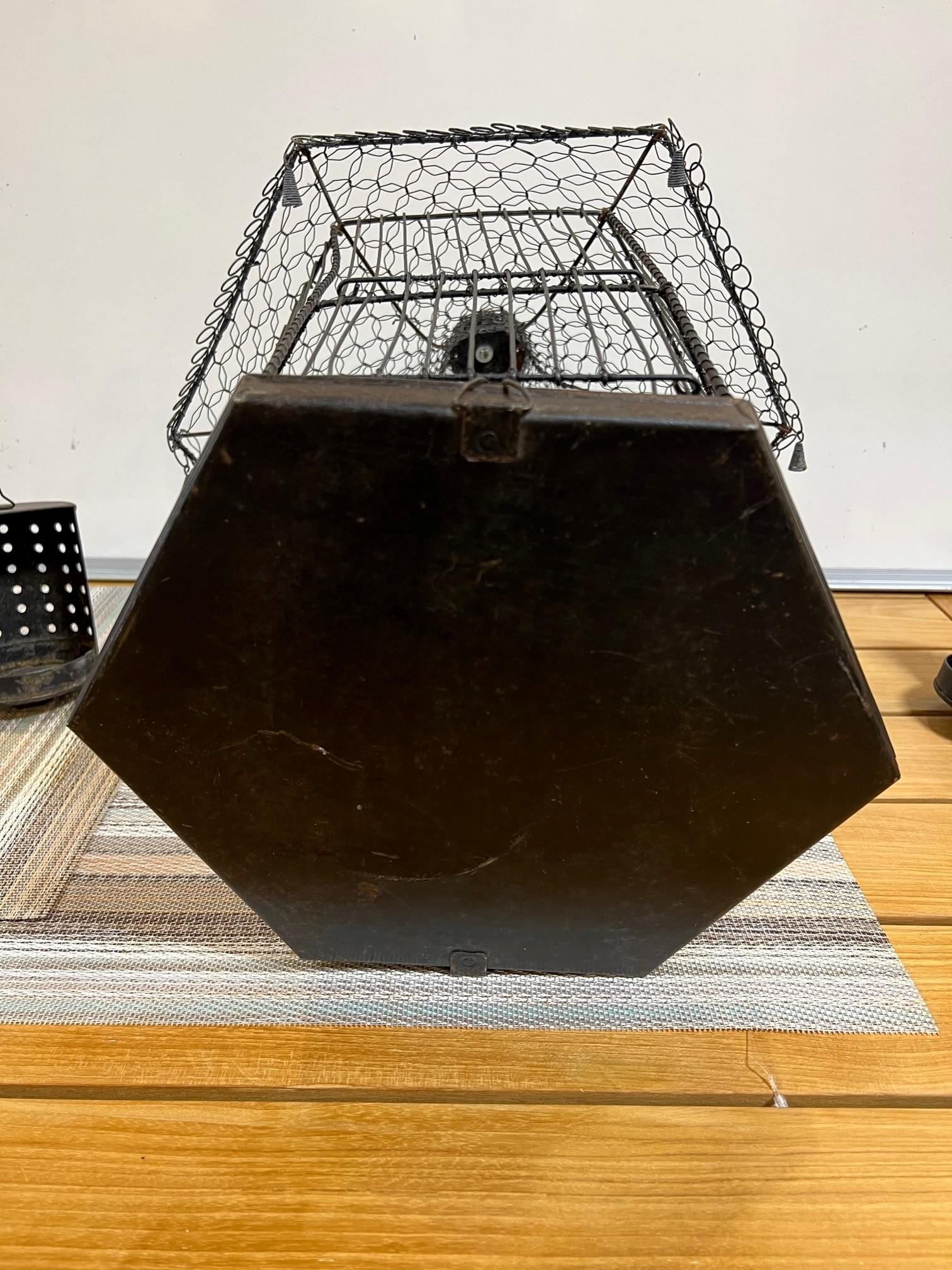 Vintage Mid 20th Century Iron and Wire Bird Cage  For Sale 9