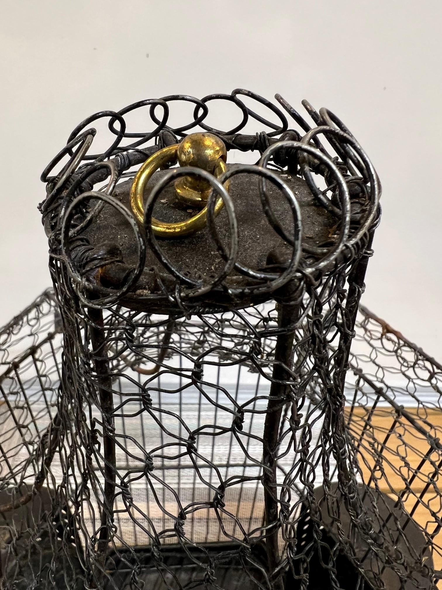 Vintage Mid 20th Century Iron and Wire Bird Cage  For Sale 10