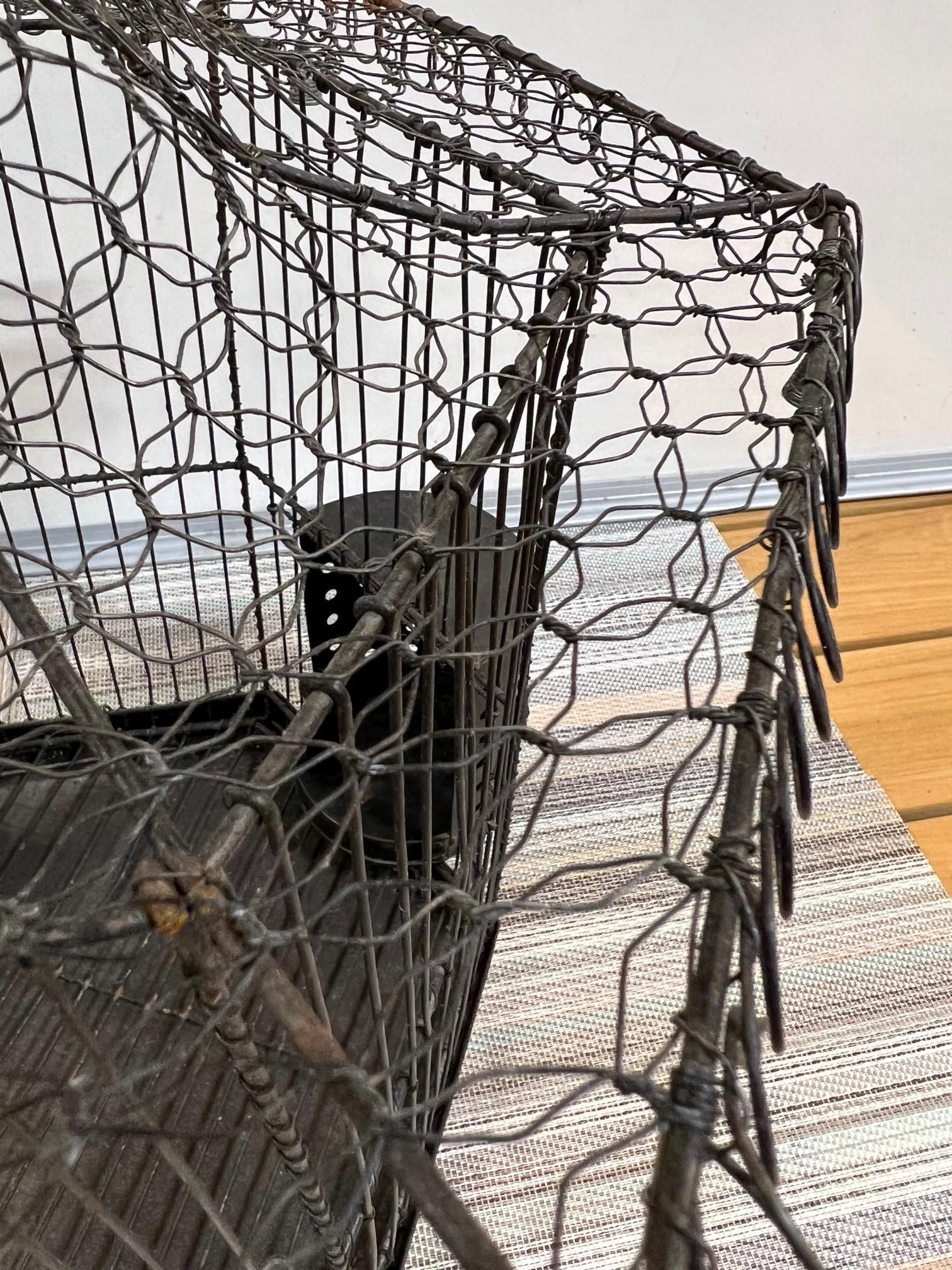 Vintage Mid 20th Century Iron and Wire Bird Cage  For Sale 1