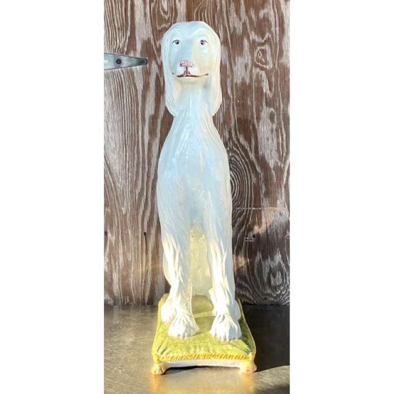 Mid-Century moderno Cane afgano in ceramica smaltata italiana d'epoca della metà del XX secolo in vendita