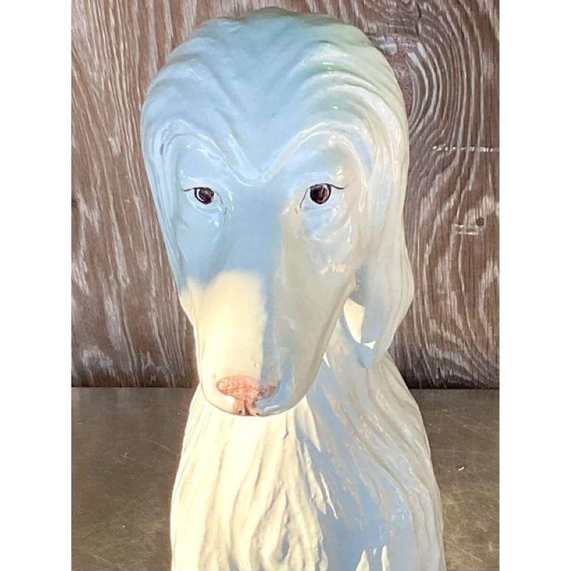 Cane afgano in ceramica smaltata italiana d'epoca della metà del XX secolo In condizioni buone in vendita a West Palm Beach, FL