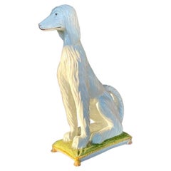 Perro afgano de cerámica esmaltada italiana vintage de mediados del siglo XX