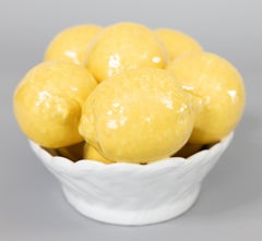 Vintage Mid-20th Century Italian Majolica Bowl of Lemons Centerpiece