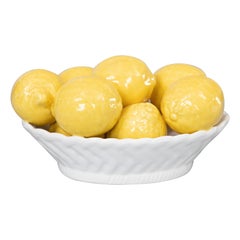Vintage Mid-20th Century Italian Majolica Bowl of Lemons Centerpiece