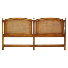 Retro Mid-20th Century King Size Caned Headboard by WHITE of Mebane