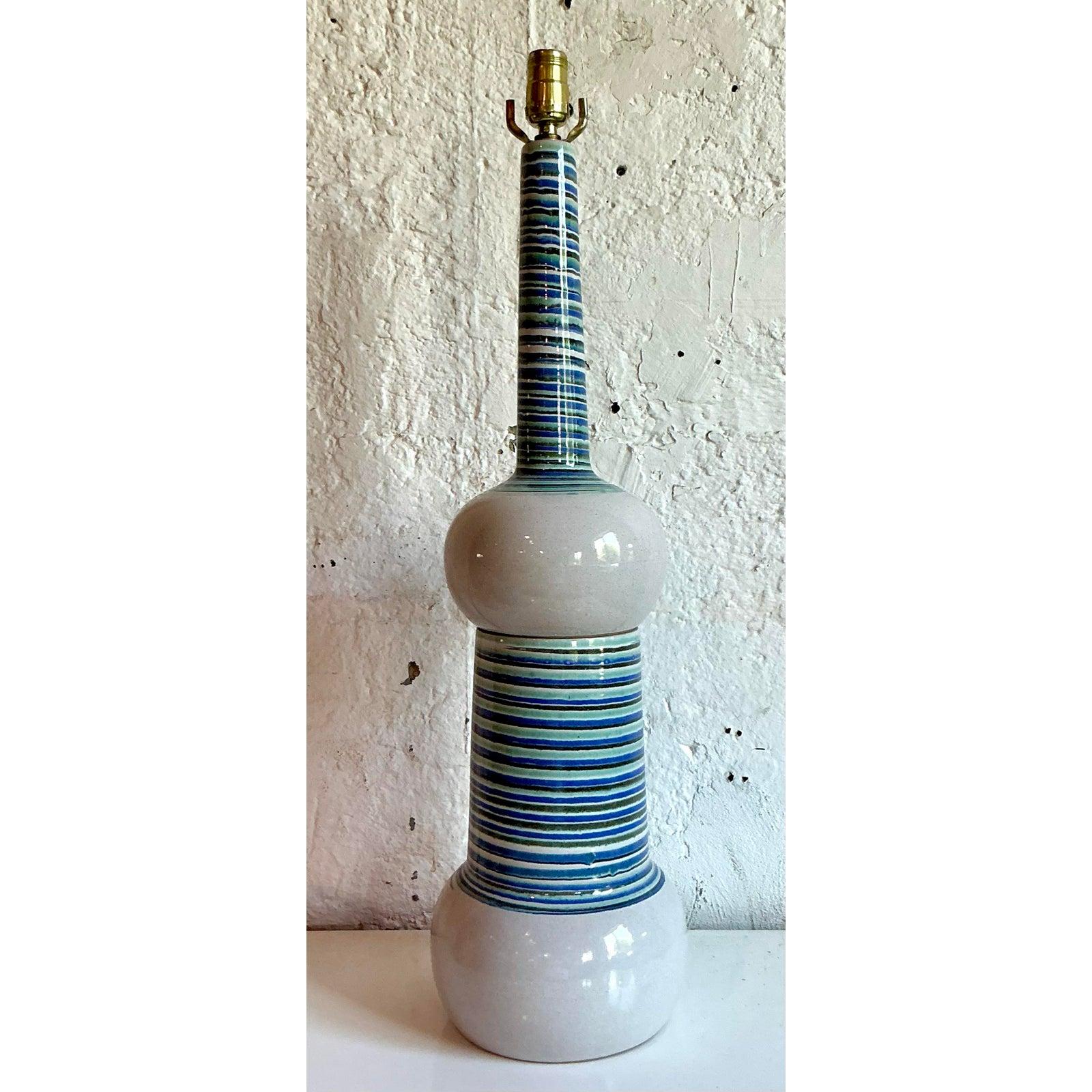 Lampada da tavolo dipinta a mano Martz, vintage, metà del XX secolo in vendita 3