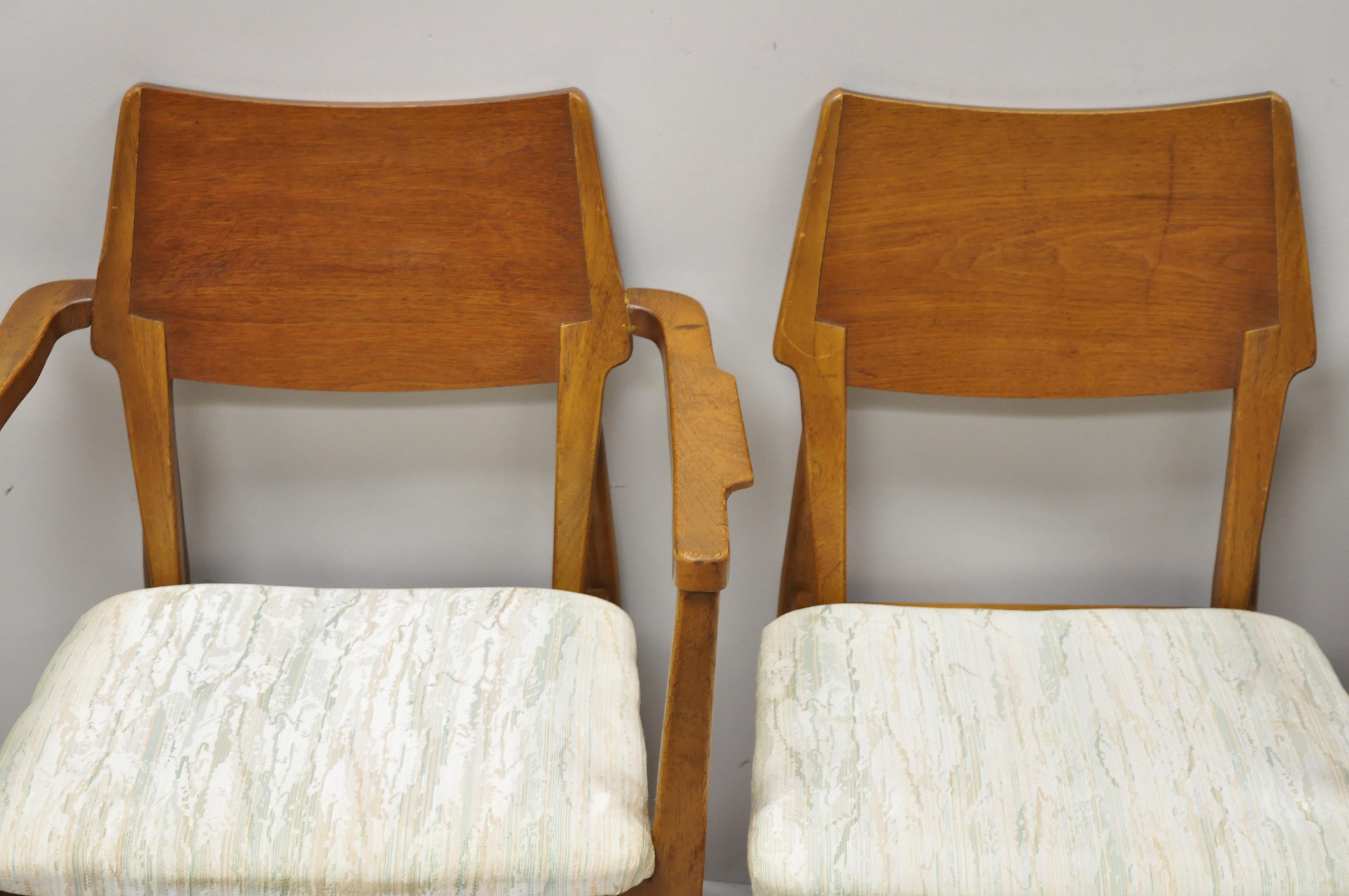 Vintage Mid-20th Century Modern Sculptural Walnut Dining Chairs, Set of 6 5