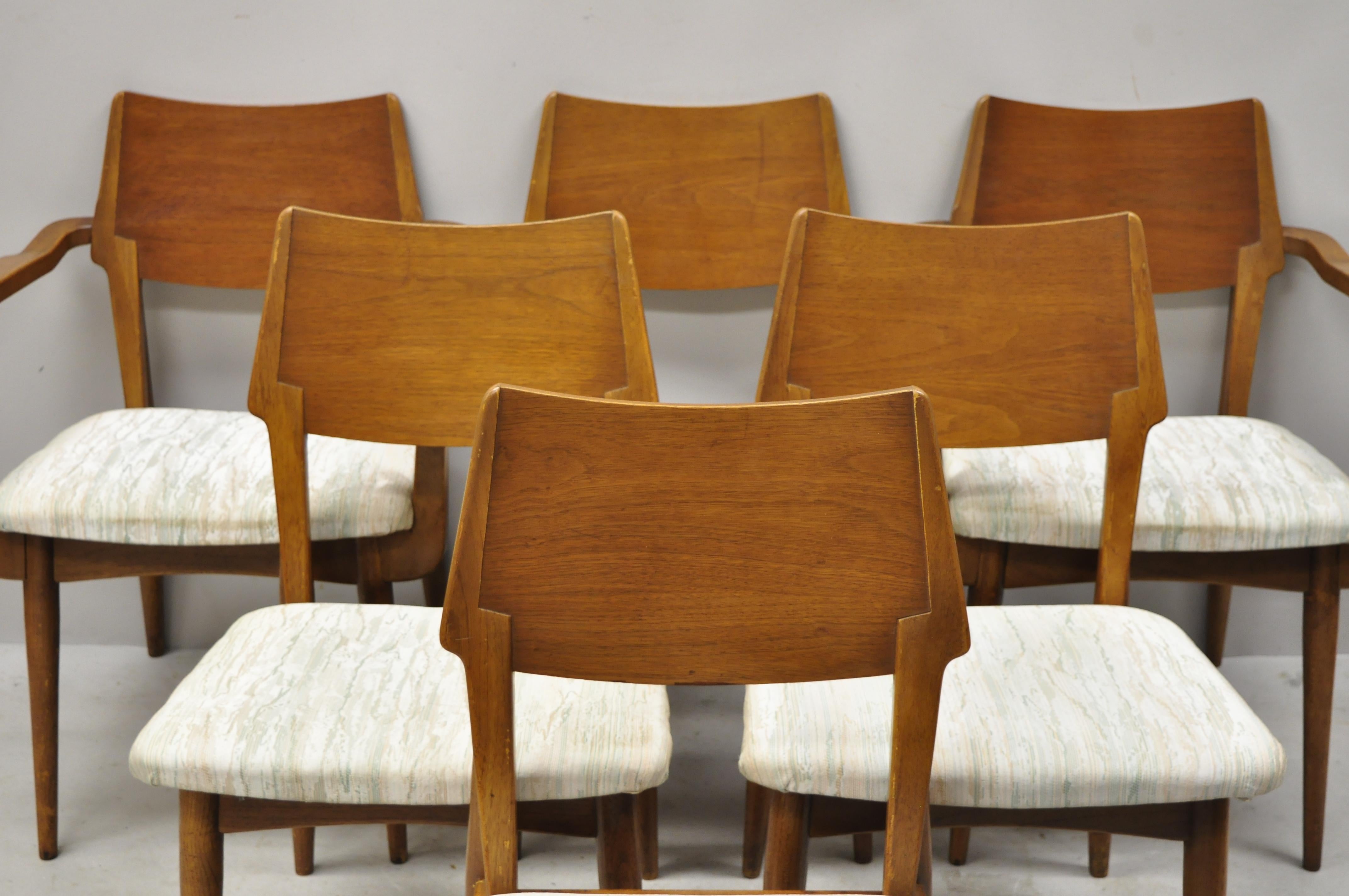 Vintage Mid-20th Century Modern Sculptural Walnut Dining Chairs, Set of 6 7