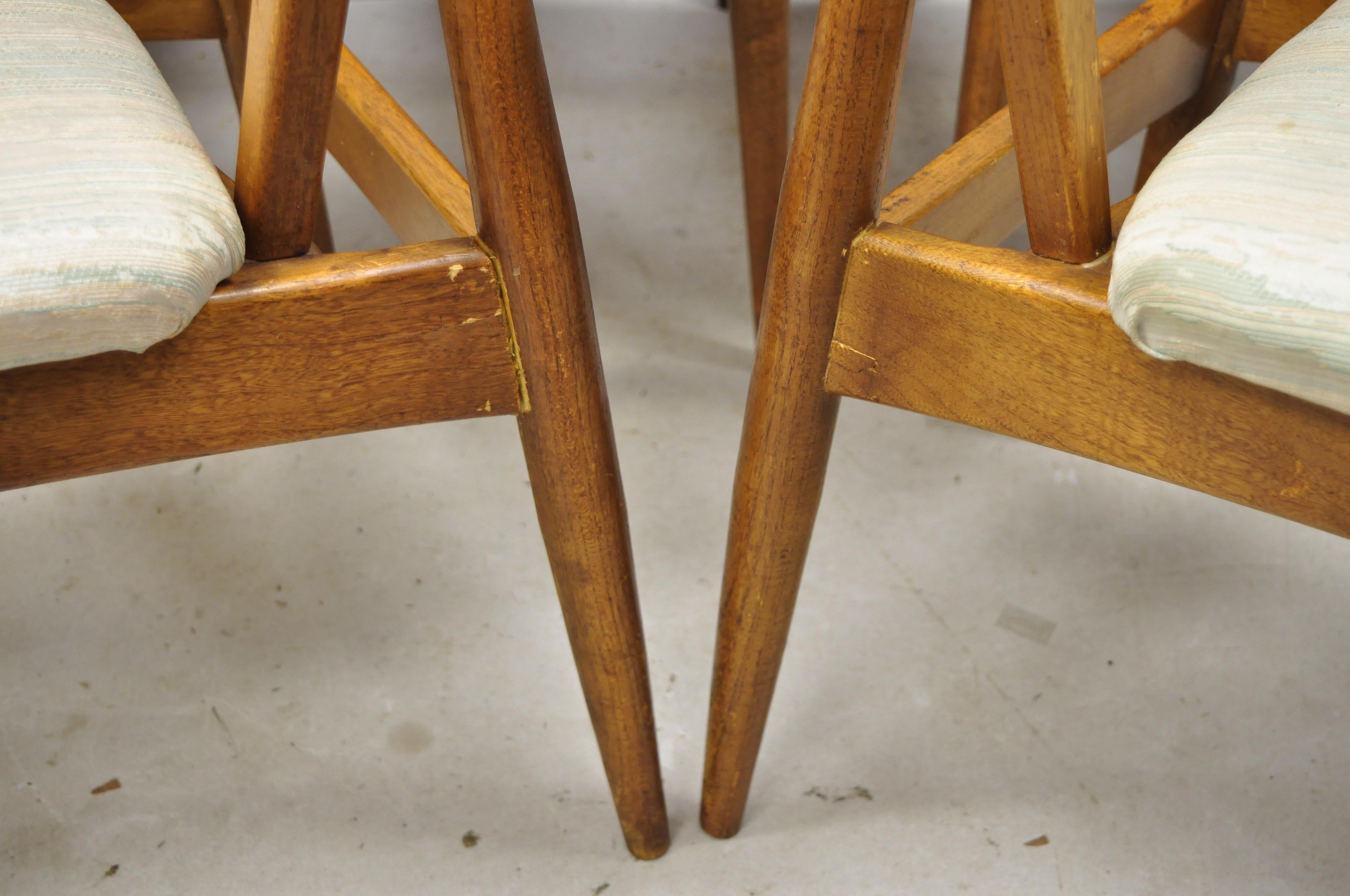 Vintage Mid-20th Century Modern Sculptural Walnut Dining Chairs, Set of 6 In Good Condition In Philadelphia, PA