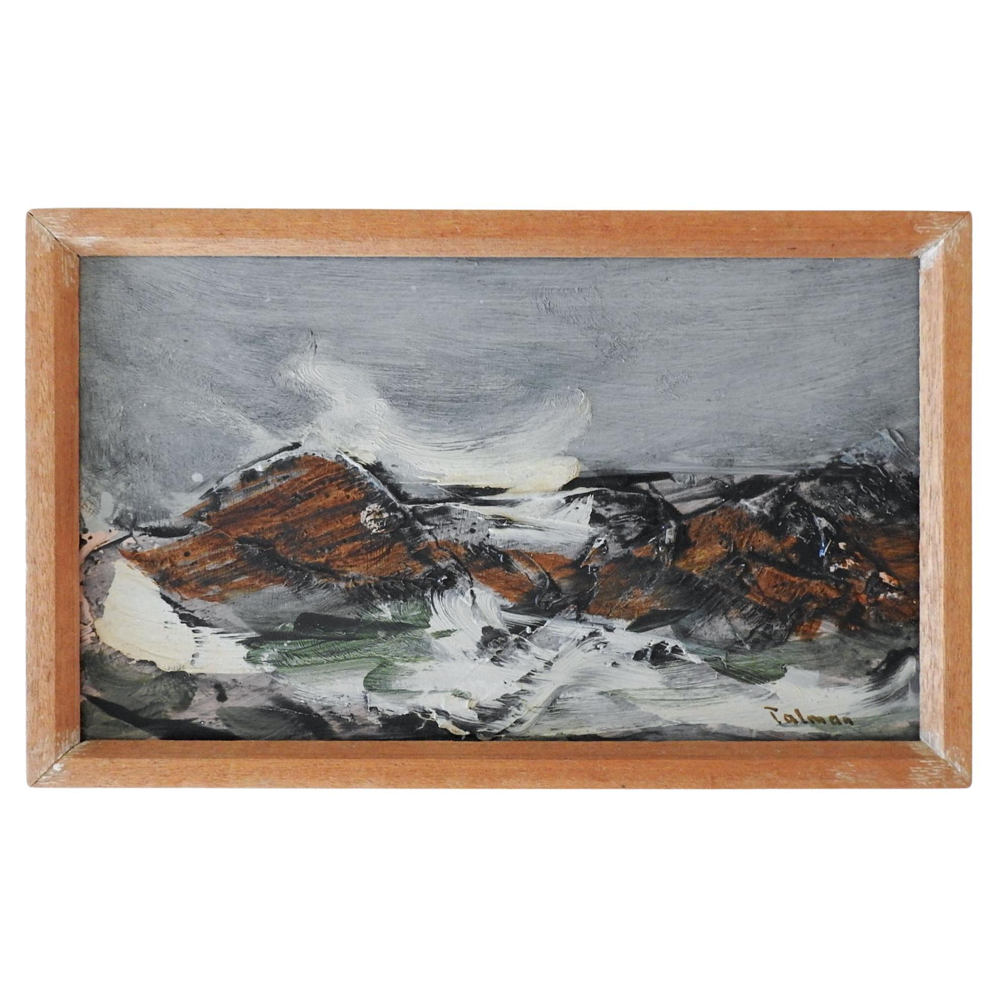 Peinture de paysage marin moderniste vintage du milieu du XXe siècle en vente