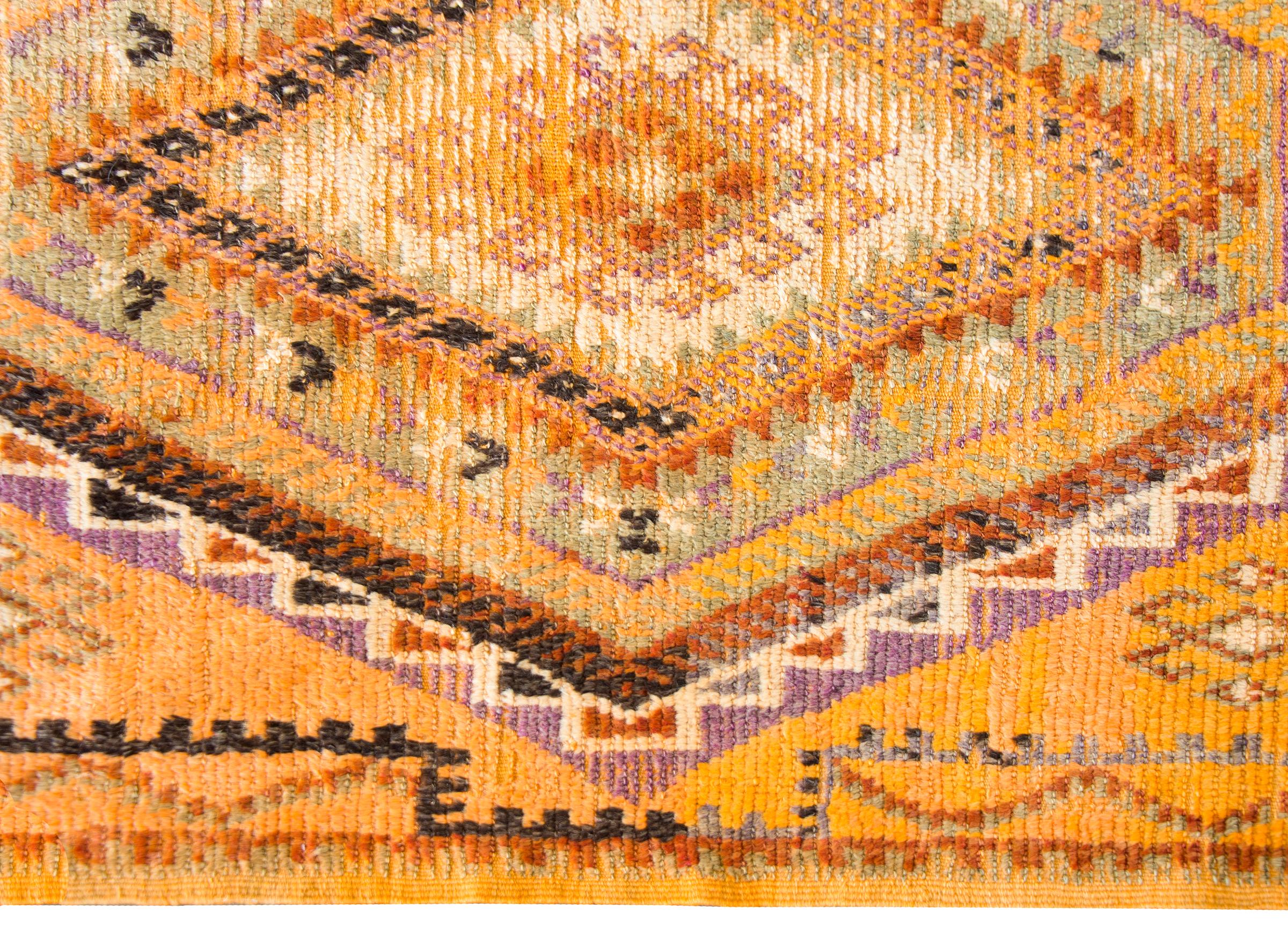 Hand-Knotted Vintage Mid-20th Century Moroccan Rug For Sale
