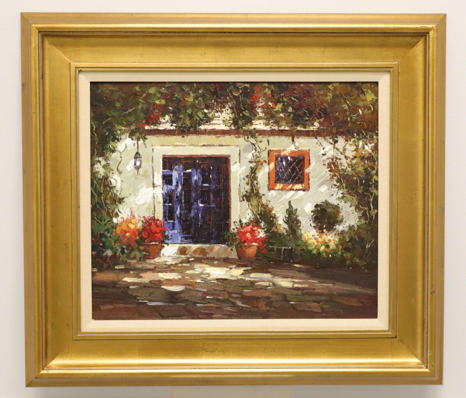 Mid 20th Century Oil on Canvas Painting of a French Country Cottage 3