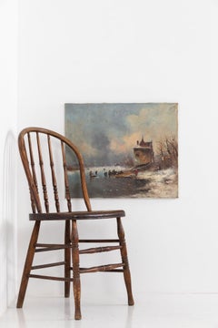 Vintage Mid 20th Century Oil on Canvas Winterscape Painting. c.1940