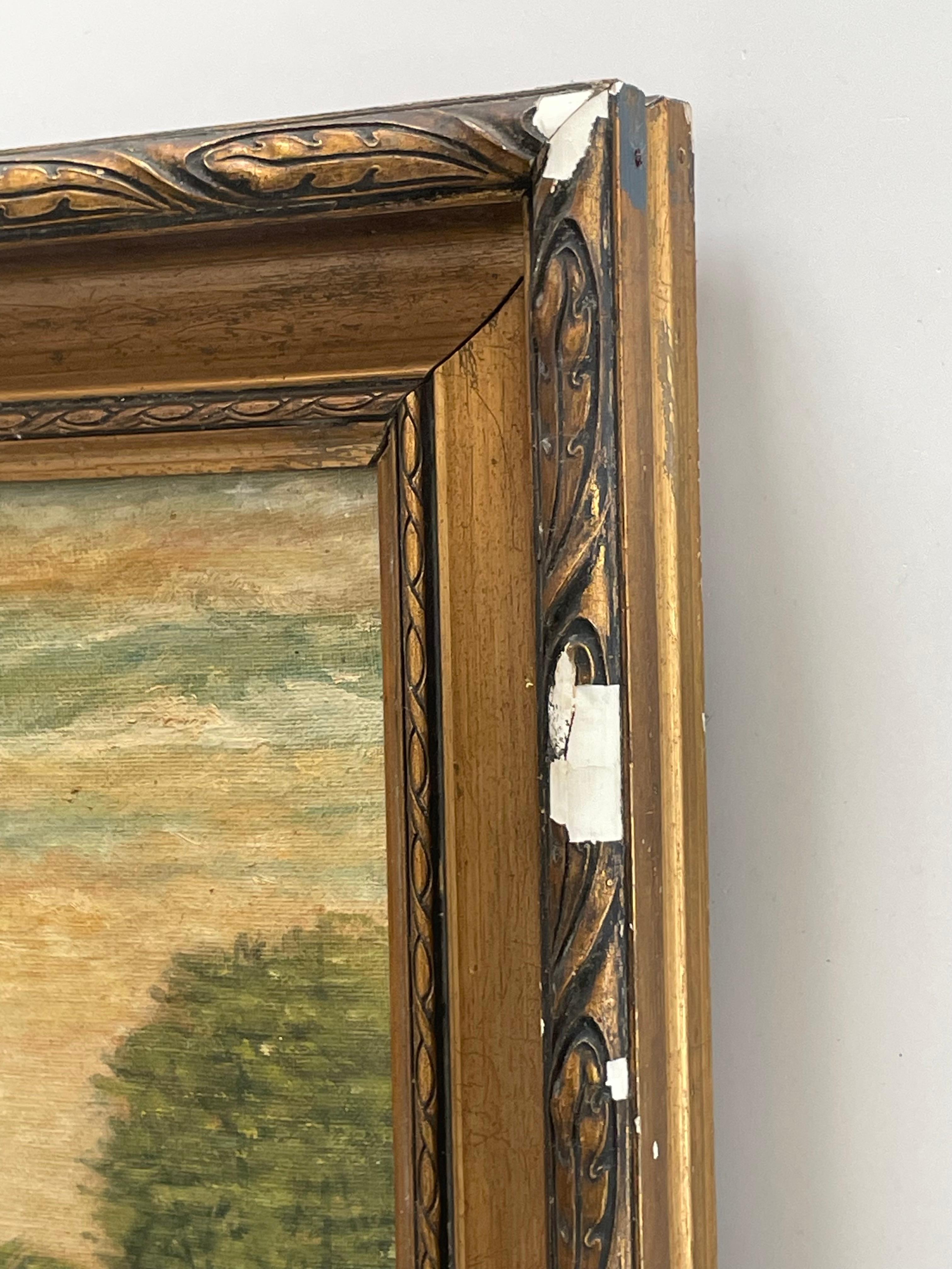 Vintage Mitte des 20. Jahrhunderts Ölgemälde eines kleinen Landhauses von Laurits Hansen im Angebot 3