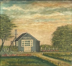 Vintage mid 20th century oil painting of small country house by Laurits Hansen