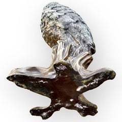 Vintage Mid 20th Century Perched Owl Bronze Sculpture