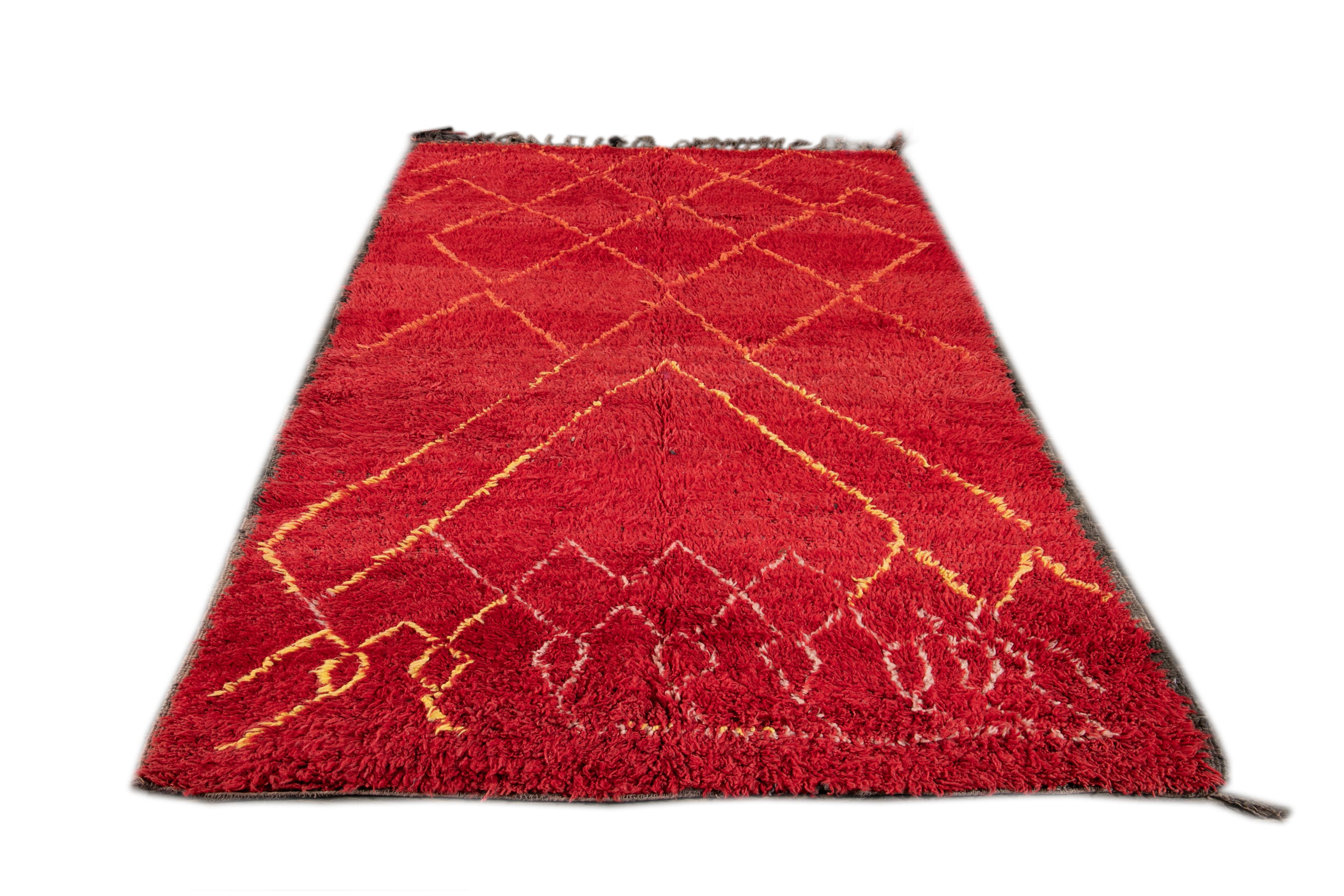 Vintage Mid-20th Century Red Tribal Moroccan Wool Rug For Sale 10