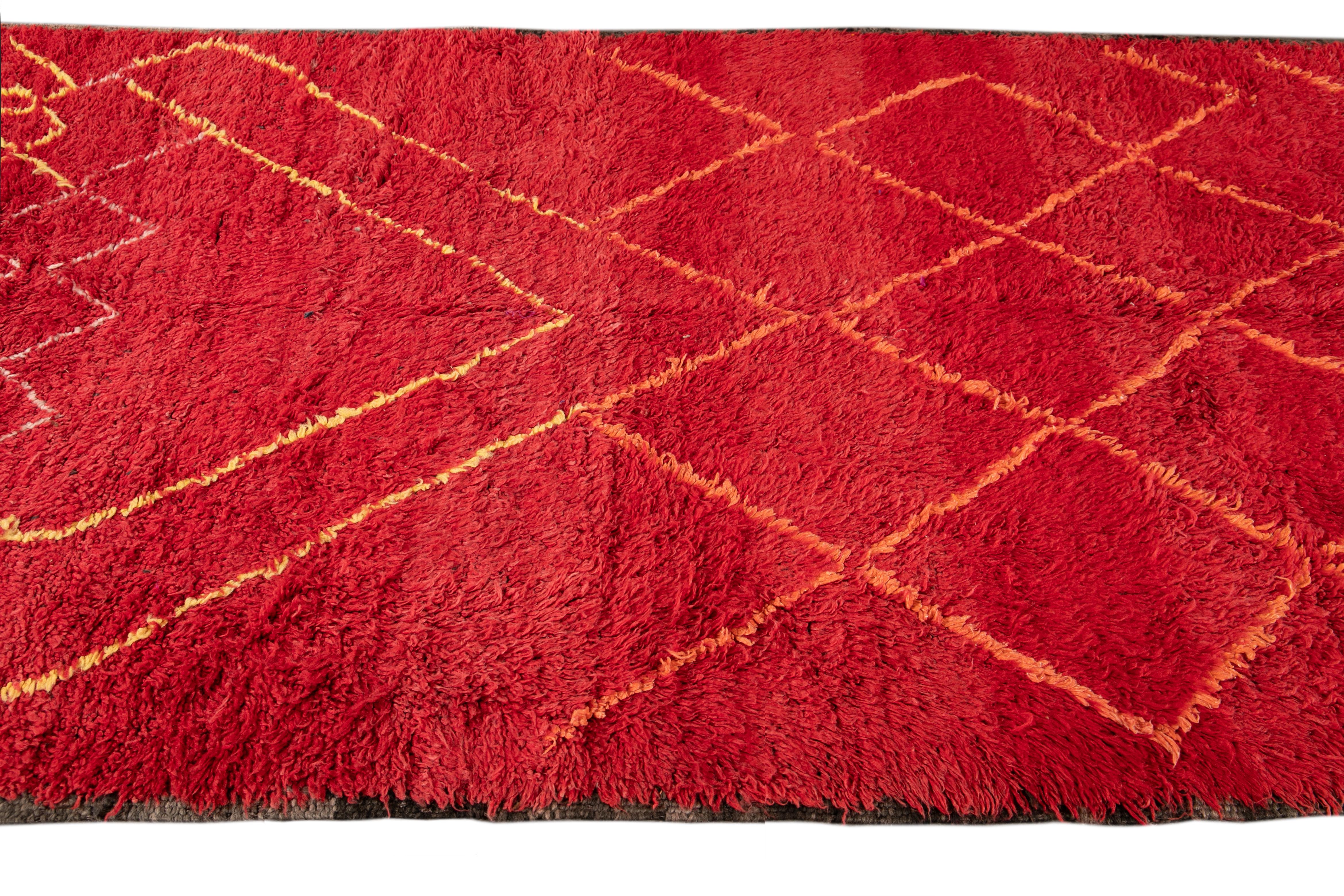 Vintage Mid-20th Century Red Tribal Moroccan Wool Rug For Sale 4