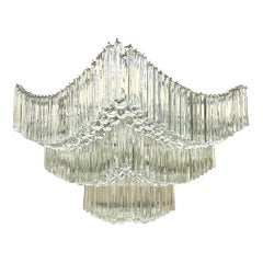 Vintage Mid 20th Century Regency Crystal Rod Chandelier After Venini
