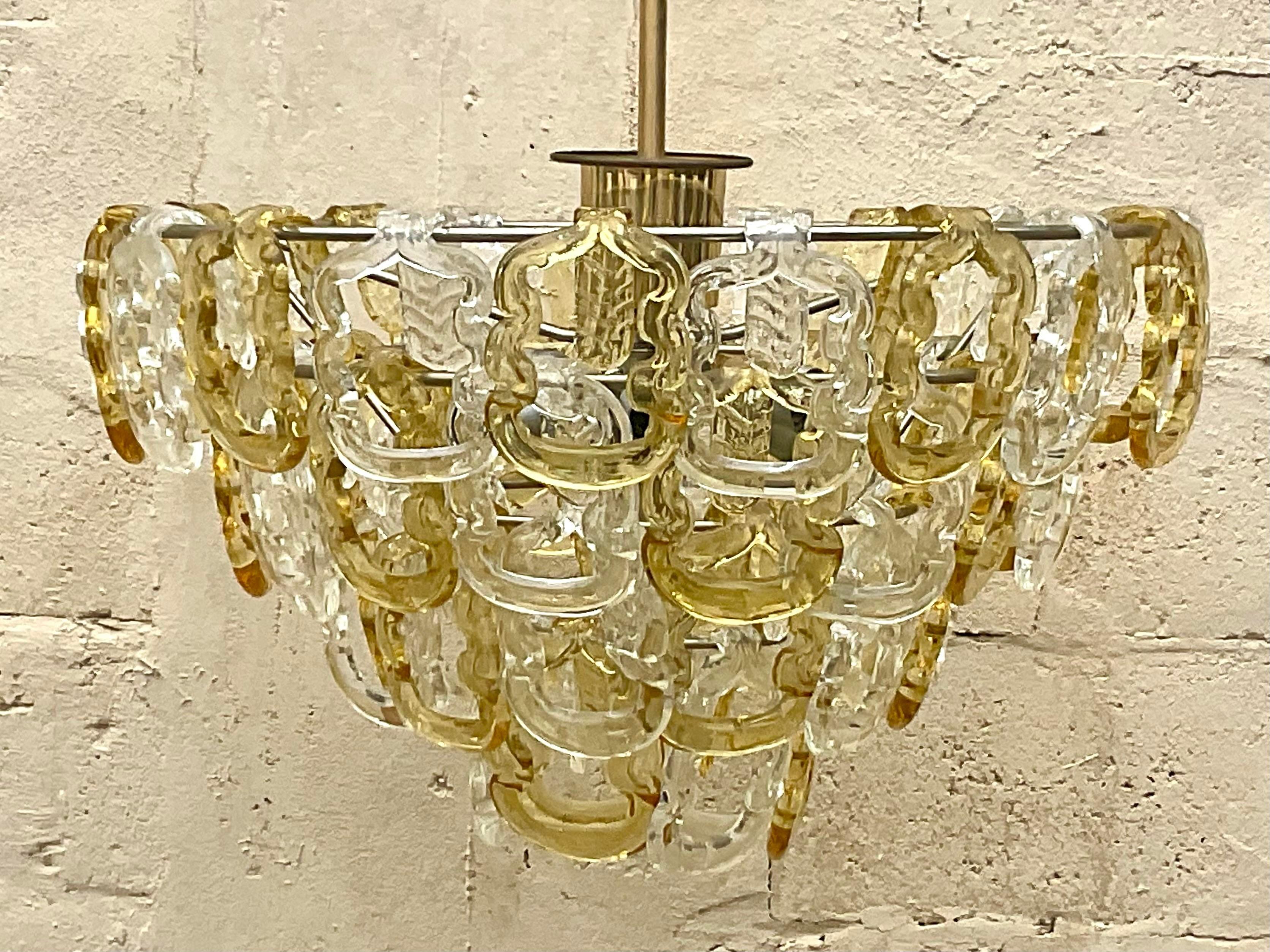 Vintage Mid 20th Century Regency Murano Glass Rings Chandelier For Sale 2
