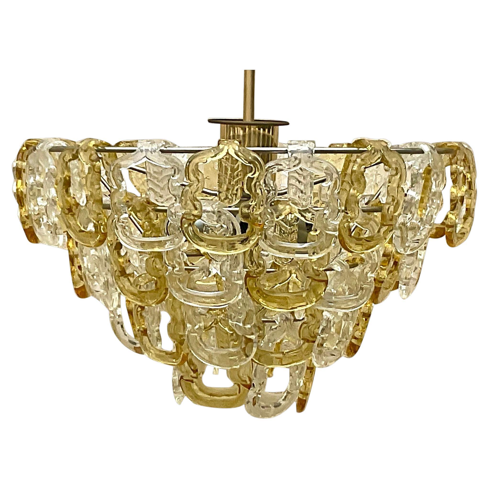 Vintage Mid 20th Century Regency Murano Glass Rings Chandelier en vente