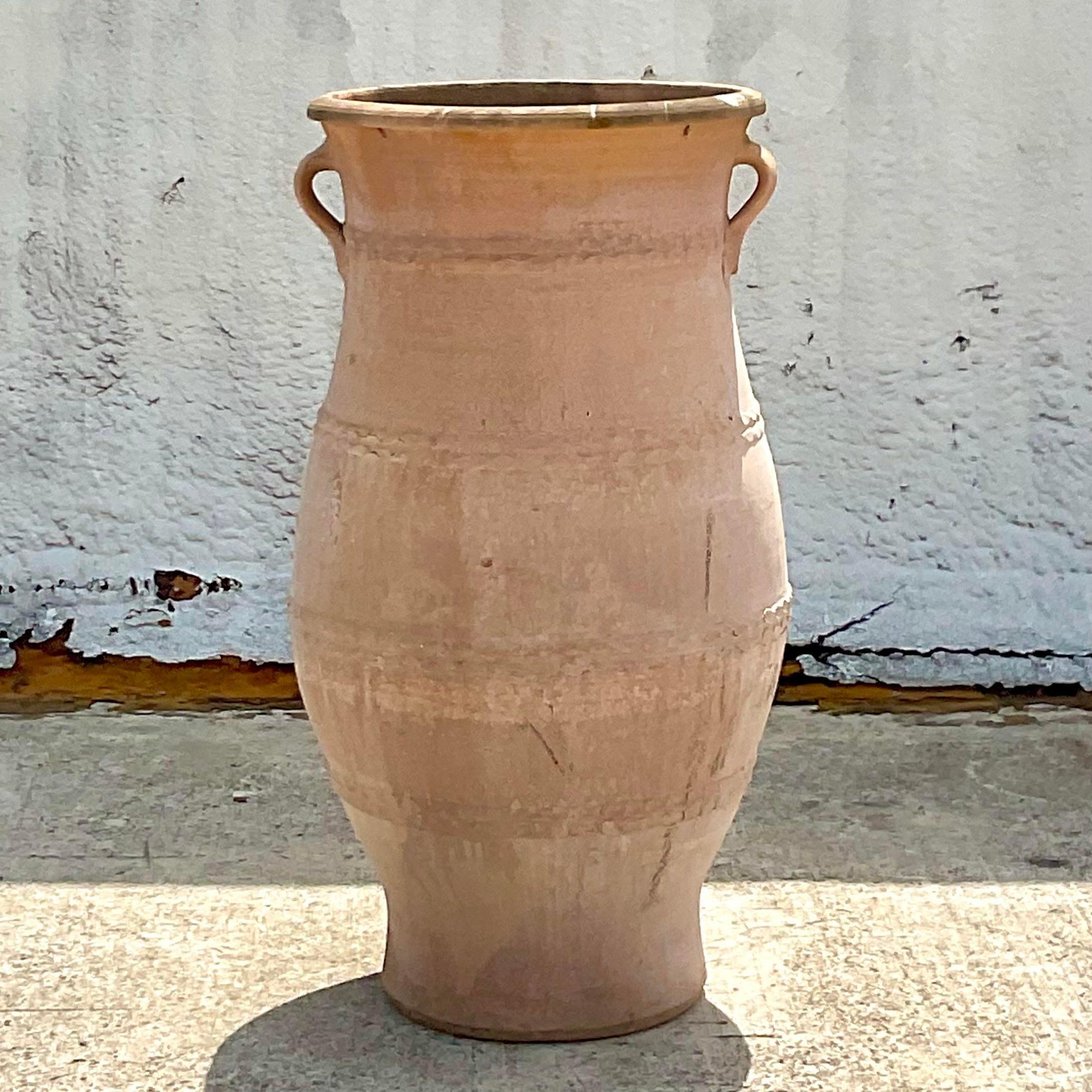 Vintage Mid 20th Century Terracotta Olive Jar Planter In Good Condition For Sale In west palm beach, FL
